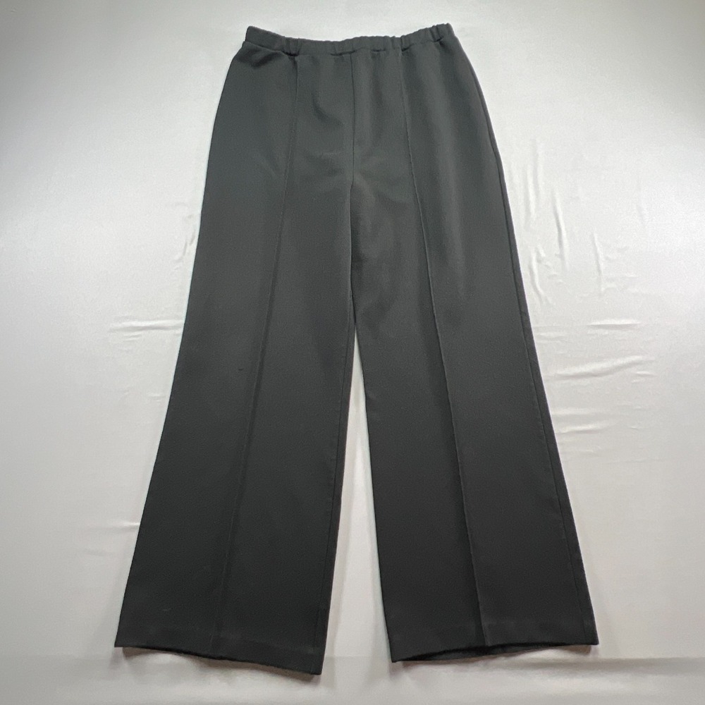 Vintage Pykettes Dress Pants Womens 30 Black Pleated Elastic Waistband Wide Leg